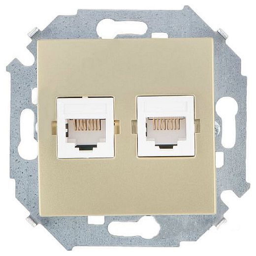 

1591593-034 Розетка компьютерная двойная RJ45 кат.5е, Systimax, шампань Simon 15, 1591593-034
