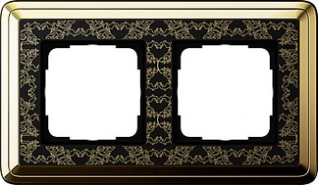 0212672 Рамка Classix Art Латунь / Черный 2-постовая Gira фото