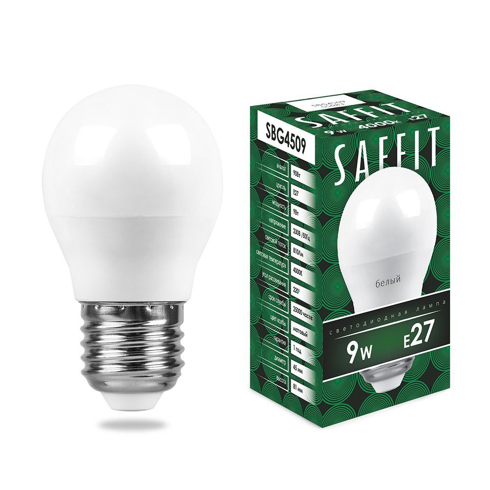 

Светодиодная лампа 9W 230V E27 4000K Feron 55083, Белый, 55083