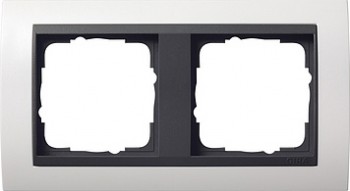 0212808 Рамка Event Белый глянцевый / Черный 2-постовая Gira фото