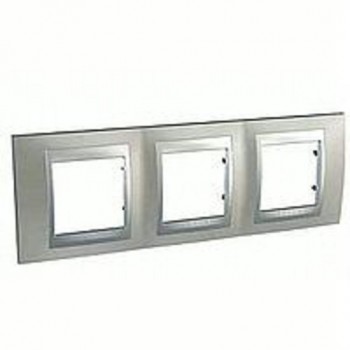 MGU66.006.039 Рамка Unica Top Никель / Алюминий 3-постовая Schneider Electric фото