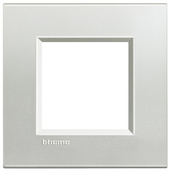 LNA4802AG Рамка LivingLight Квадрат Серебро 2-модульная Bticino фото