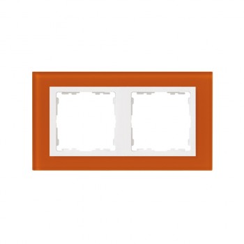 82627-65 Рамка декоративная, 2 поста, Simon 82 Nature, Стекло, оранжевый-белый фото