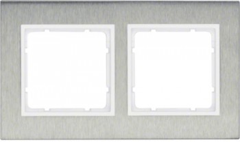 10123609 Рамка B.7 Полярная белизна, нержавеющая сталь 2-постовая Berker фото