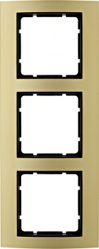 10133016 Рамка B.3 Золото / Антрацит 3-постовая вертикальная Berker фото