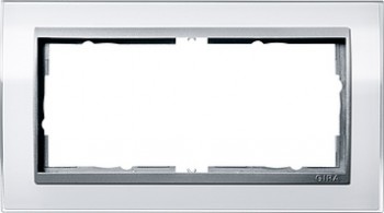 1002726 Рамка без перегородки Event Clear Белый / Алюминий 2-постовая Gira фото