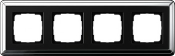 0214642 Рамка Classix Хром / Черный 4-постовая Gira фото