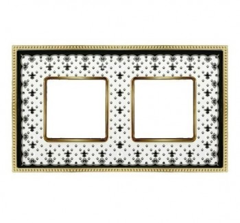 FD01472NEOB Рамка Belle Epoque Porcelain Black lys / bright gold 2-постовая гор/верт. Fede фото