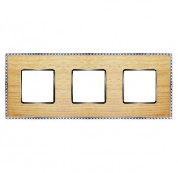 FD01453OCB Рамка Belle Epoque Wood OAK / bright chrome 3-постовая гор/верт. Fede фото