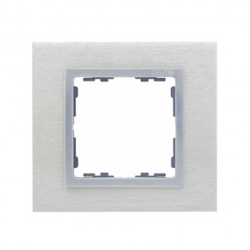 82917-34 Рамка декоративная, 1 пост, Simon 82 Nature, Металл, матовая сталь-алюминий фото