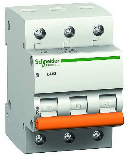 

11229 Автоматический выключатель ва63 3п 63A C 4,5 ка, болгария/италия , Schneider Electric, Домовой 11229