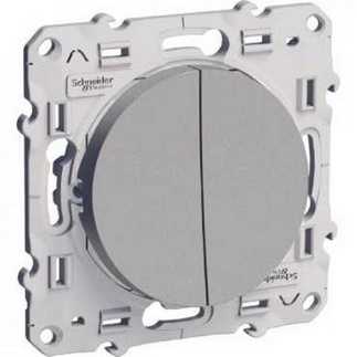 

S53R211 Двуклавишный выключатель 10А алюм Odace Schneider Electric, Odace S53R211