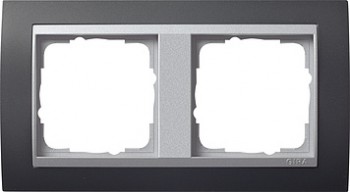 021281 Рамка Event Черный / Алюминий 2-постовая Gira фото