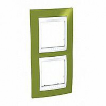 MGU6.004V.866 Рамка Unica Хамелеон фисташковый / Белый 2-постовая вертикальная Schneider Electric фото