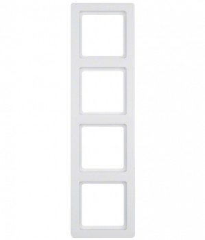 10146089 Рамка Q.1 Полярная белизна с эффектом бархата 4-постовая вертикальная Berker фото