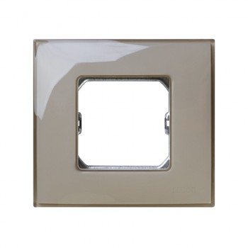 27771-34 Рамка декоративная, 1 пост, (+суппорт), Simon 27 Neos, Глянец, дымчатое стекло фото