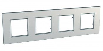 Рамка 4-постовая, серебро Schneider Electric Unica Quadro MGU6.708.55 фото