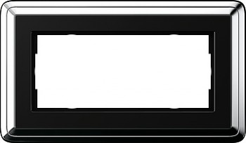 1002642 Рамка без перегородки Classix Хром / Черный 2-постовая Gira фото