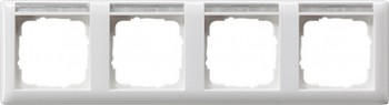 109403 Рамка Standard 55 Белый глянцевый, с полем для надписи 4-постовая Gira фото