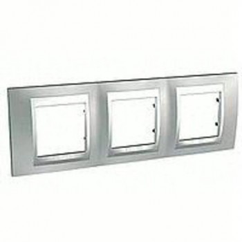 Рамка 3-постовая, хром матовый/алюминий Schneider Electric Unica Top MGU66.006.038 фото