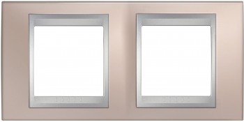 Рамка 2-постовая, оникс/алюминий Schneider Electric Unica Top MGU66.004.096 фото