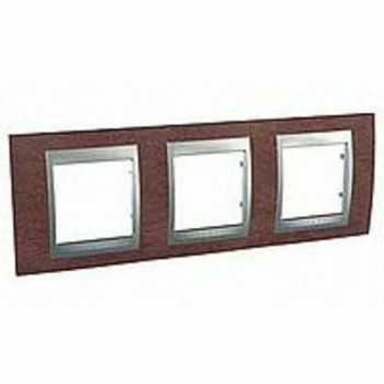 Рамка 3-постовая, табачное дерево/алюминий Schneider Electric Unica Top MGU66.006.0M4 фото