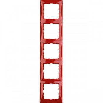 10158962 Рамка S.1 Красный с блеском 5-постовая вертикальная Berker фото