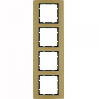 10143016 Рамка B.3 Золото / Антрацит 4-постовая вертикальная Berker фото
