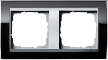 0212736 Рамка Event Clear Черный / Алюминий 2-постовая Gira фото