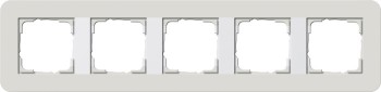 0215411 Рамка с белой подложкой E3 Светло-серый / Белый 5-постовая Gira фото