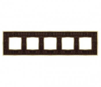 FD01445AOB Рамка Belle Epoque Tapestry Alicoco brown / bright gold 5-постовая гор/верт. Fede фото