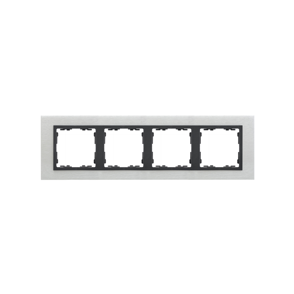 

82847-31 Рамка декоративная, 4 поста, Simon 82 Nature, Металл, матовая сталь-графит, 82847-31