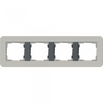 0214422 Рамка с антрацитовой подложкой E3 Серый / Антрацит 4-постовая Gira фото