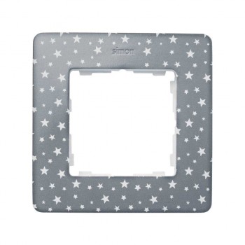 8200610-223 Рамка декоративная, 1 пост, Simon 82 Detail Original, серый в белые звёзды-белый фото