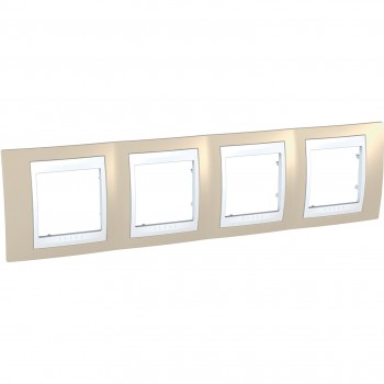 MGU6.008.867 Рамка Unica Хамелеон песчаный / Белый 4-постовая Schneider Electric фото