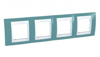 MGU6.008.873 Рамка Unica Хамелеон синий / Белый 4-постовая Schneider Electric фото