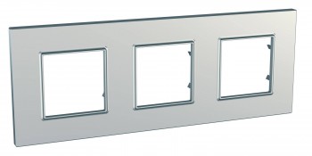 Рамка 3-постовая, серебро Schneider Electric Unica Quadro MGU6.706.55 фото