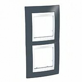 MGU6.004V.877 Рамка Unica Хамелеон серо-зеленый / Белый 2-постовая вертикальная Schneider Electric фото