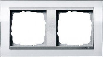 0212726 Рамка Event Clear Белый / Алюминий 2-постовая Gira фото