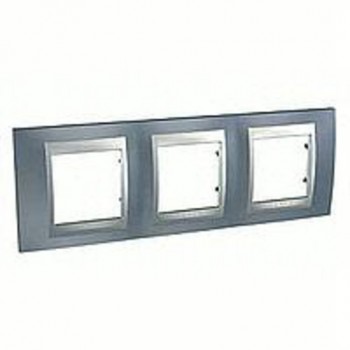 Рамка 3-постовая, грей/алюминий Schneider Electric Unica Top MGU66.006.097 фото