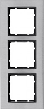 10133606 Рамка B.7 Антрацит, нержавеющая сталь 3-постовая вертикальная Berker фото