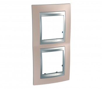 Рамка 2-постовая вертикальная, оникс/алюминий Schneider Electric Unica Top MGU66.004V.096 фото