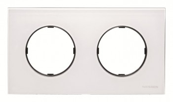 8672 CB Рамка Skymoon Белое стекло 2-постовая ABB фото