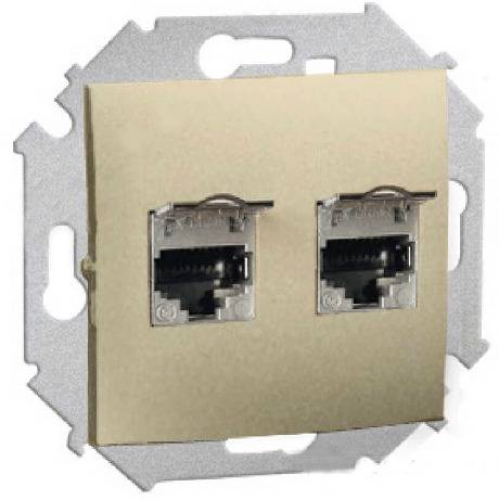 

1591564-034 Розетка компьютерная двойная RJ45 кат.6а (АМР, FTP), шампань Simon 15, 1591564-034