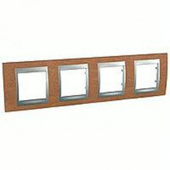 Рамка 4-постовая, вишня/алюминий Schneider Electric Unica Top MGU66.008.0M2 фото