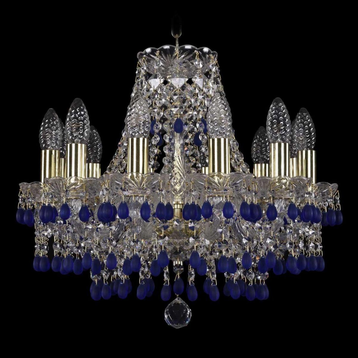 

Подвесная люстра Bohemia Ivele 1410/12/141/G/V3001, Синий, 1410 Gold 1410/12/141/G/V3001