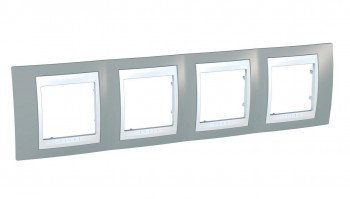 MGU6.008.865 Рамка Unica Хамелеон серый / Белый 4-постовая Schneider Electric фото