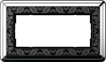 1002682 Рамка без перегородки Classix Art Хром / Черный 2-постовая Gira фото