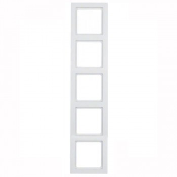 10156099 Рамка Q.3 Полярная белизна с эффектом бархата 5-постовая вертикальная Berker фото