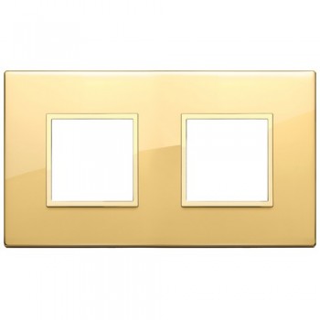 21643.G09 Рамка Eikon Evo полированное золото, включая рамку 4 (2+2) модуля Vimar фото